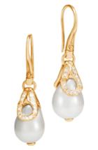 Women's John Hardy Bamboo Gold Pearl & Diamond Drop Earrings