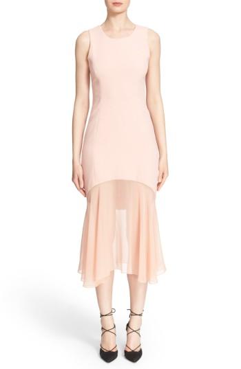 Women's Prabal Gurung Sheer Hem Crepe Dress - Pink