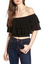 Women's Leith Ruffle Off The Shoulder Sweater - Black
