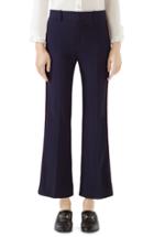 Women's Gucci Side Stripe Stretch Cady Crop Flare Pants Us / 46 It - Blue