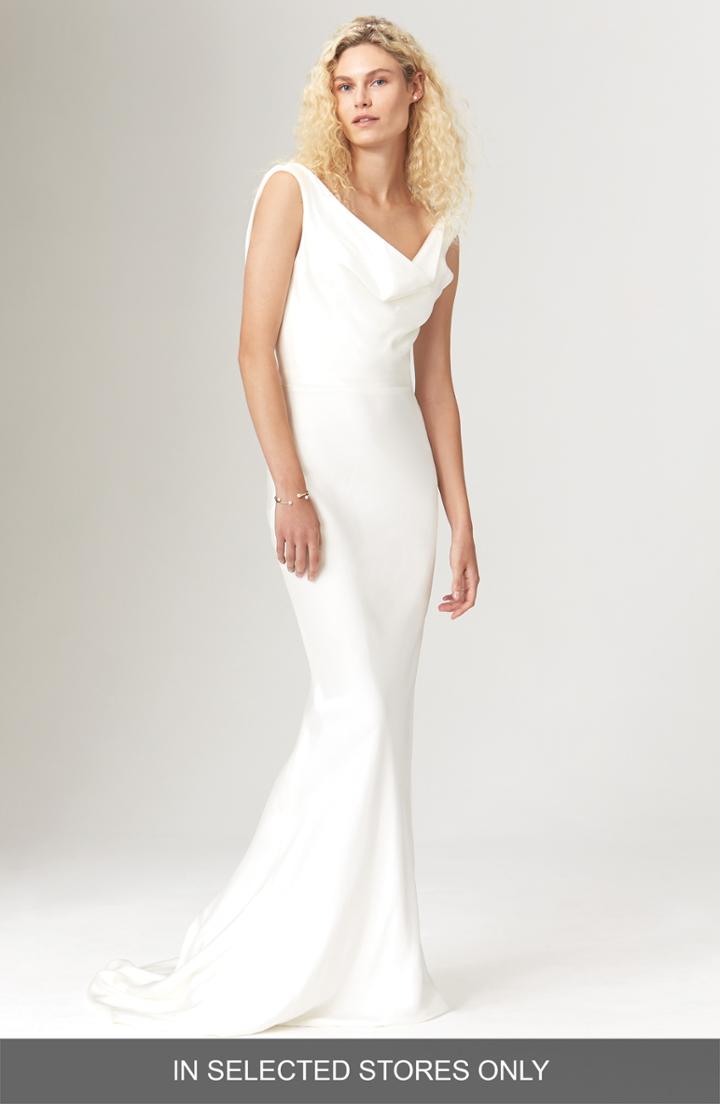 Women's Savannah Miller Avalon Satin Cowl Neck Slip Dress, Size In Store Only - Ivory