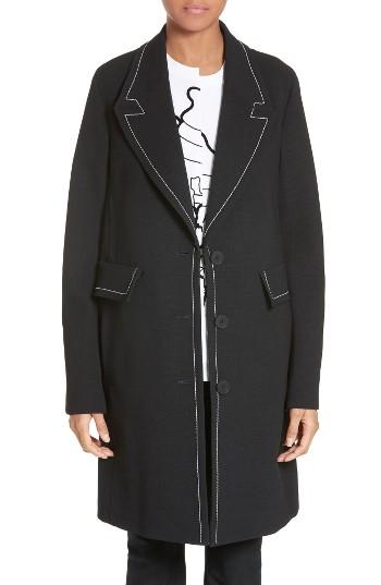 Women's Stella Mccartney Marcelline Topstitch Double Face Wool Coat