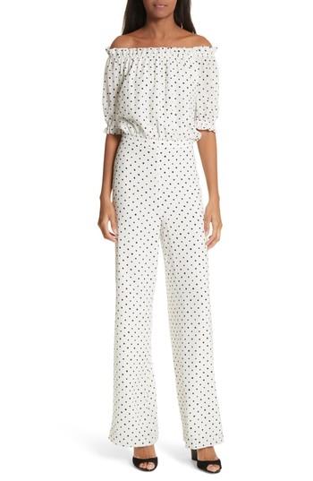 Women's Saloni Juli Off The Shoulder Silk Jumpsuit - White