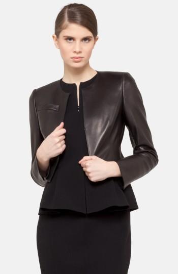 Women's Akris 'hasso' Leather Crop Jacket - Black