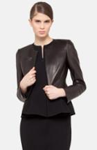 Women's Akris 'hasso' Leather Crop Jacket - Black