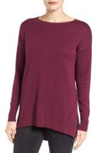 Women's Caslon Zip Back High/low Tunic Sweater - Purple