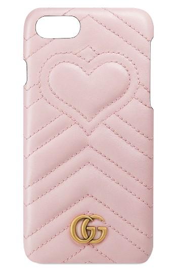 Gucci Gg Marmont Leather Iphone 7 Case - Pink