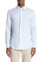 Men's Emporio Armani Regular Fit Linen Dress Shirt - Blue