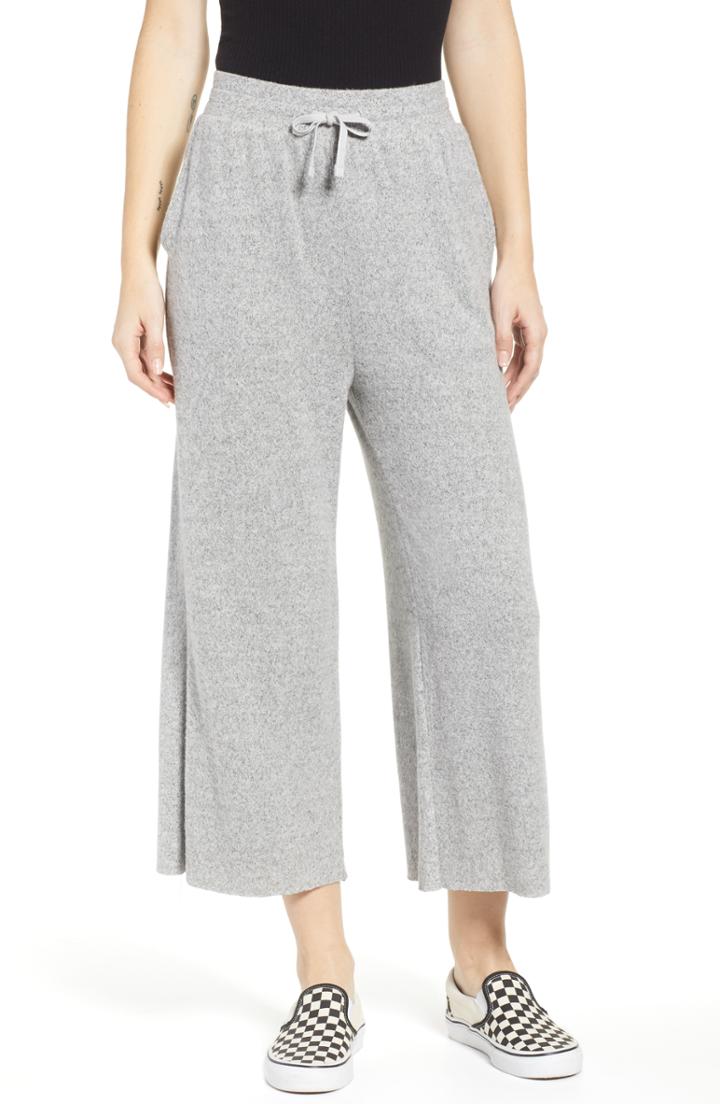 Women's Bp. Knit Crop Wide Leg Pants, Size - Grey