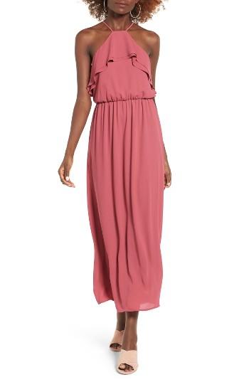 Women's Lush Ruffle Maxi Dress - Red