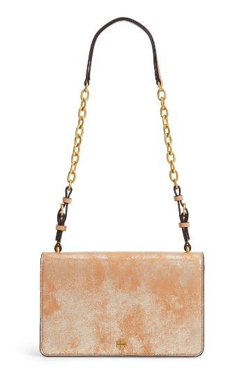 Tory Burch Sadie Metallic Leather Shoulder Bag - Brown