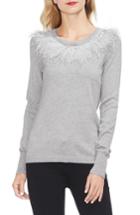 Women's Vince Camuto Feather Collar Sweater, Size - Grey