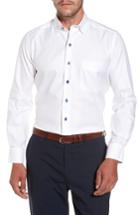 Men's David Donahue Print Fit Sport Shirt, Size Large - White
