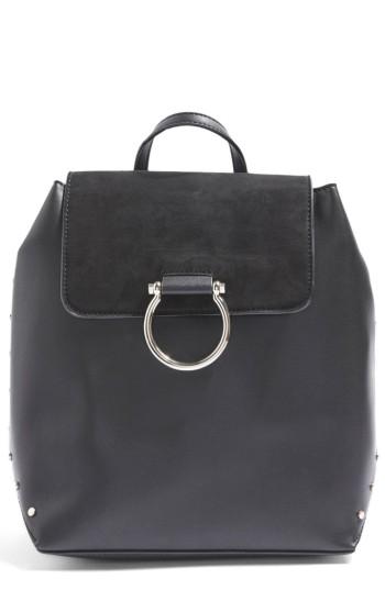 Topshop Remy Trophy Faux Leather Backpack - Black