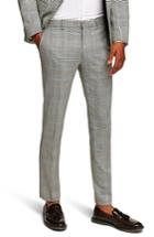 Men's Topman Skinny Fit Houndstooth Suit Trousers X R - Grey