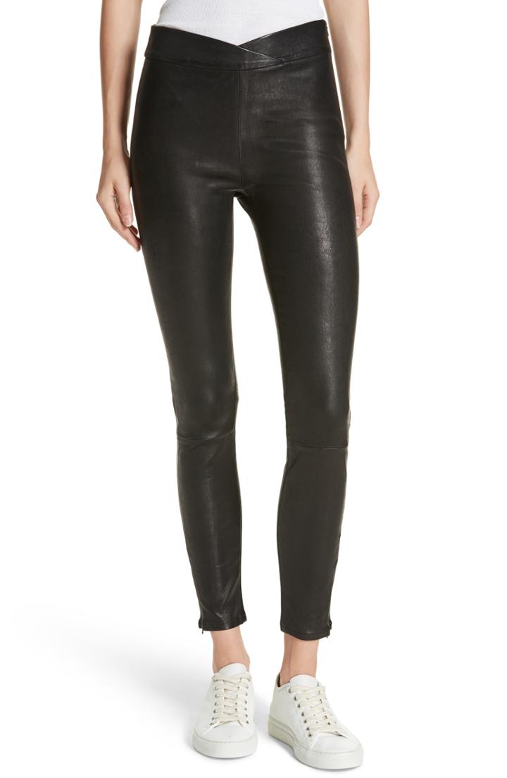 Women's Frame Overlap Waist Leather Pants