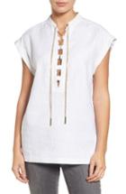 Women's Michael Michael Kors Linen Chain Lace-up Neck Top