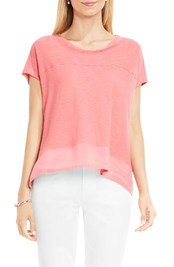 Women's Two By Vince Camuto Mixed Media Step Hem Tee - Pink