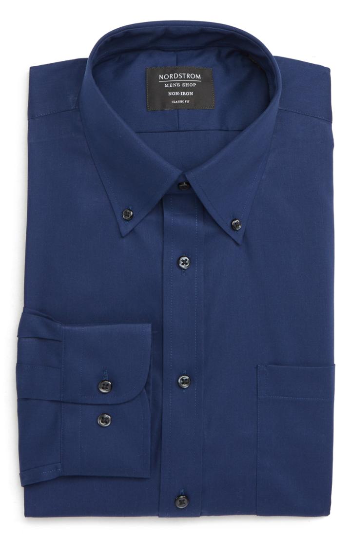 Men's Nordstrom Men's Shop Classic Fit Non-iron Dress Shirt .5 - 32/33 - Blue