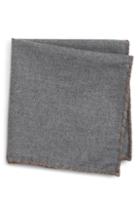 Men's Eleventy Solid Cotton Pocket Square, Size - Grey