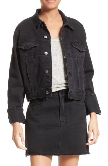 Women's Frame Le Cuffed Denim Jacket - Black