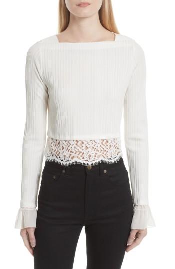 Women's 3.1 Phillip Lim Lace Hem Crop Top - White