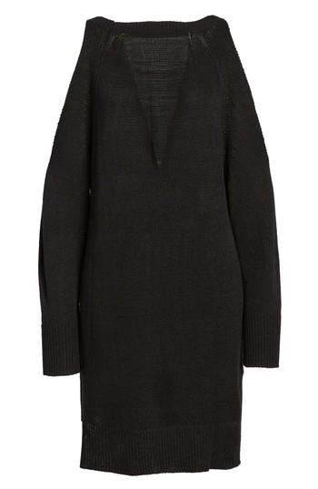 Women's Shredded Back Cold Shoulder Dress - Black