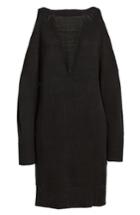 Women's Shredded Back Cold Shoulder Dress - Black