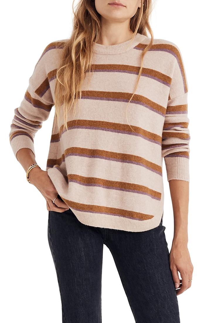 Women's Madewell Westlake Striped Pullover Sweater In Coziest Yarn - Beige