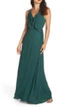 Women's Wayf Jamie Ruffle Wrap Gown - Green