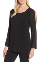 Women's Chaus Studded Split Sleeve Top - Black