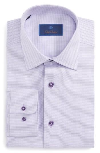 Men's David Donahue Regular Fit Solid Dress Shirt .5 32/33 - Purple