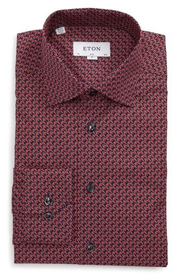Men's Eton Slim Fit Print Dress Shirt - Red