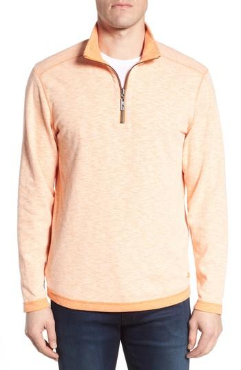 Men's Tommy Bahama Sea Glass Reversible Quarter Zip Pullover - Orange