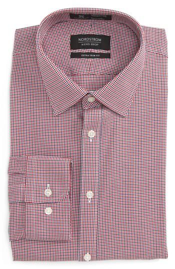 Men's Nordstrom Men's Shop Smartcare(tm) Extra Trim Fit Houndstooth Dress Shirt 32/33 - Red