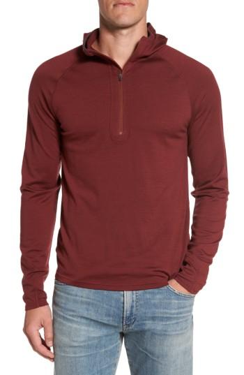 Men's Ibex 'indie' Merino Wool Quarter Zip Hoodie - Burgundy
