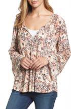 Women's Lucky Brand Bell Sleeve Floral Mixed Media Top
