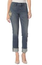Women's Nydj Marilyn Applique Stretch Straight Leg Ankle Jeans - Blue