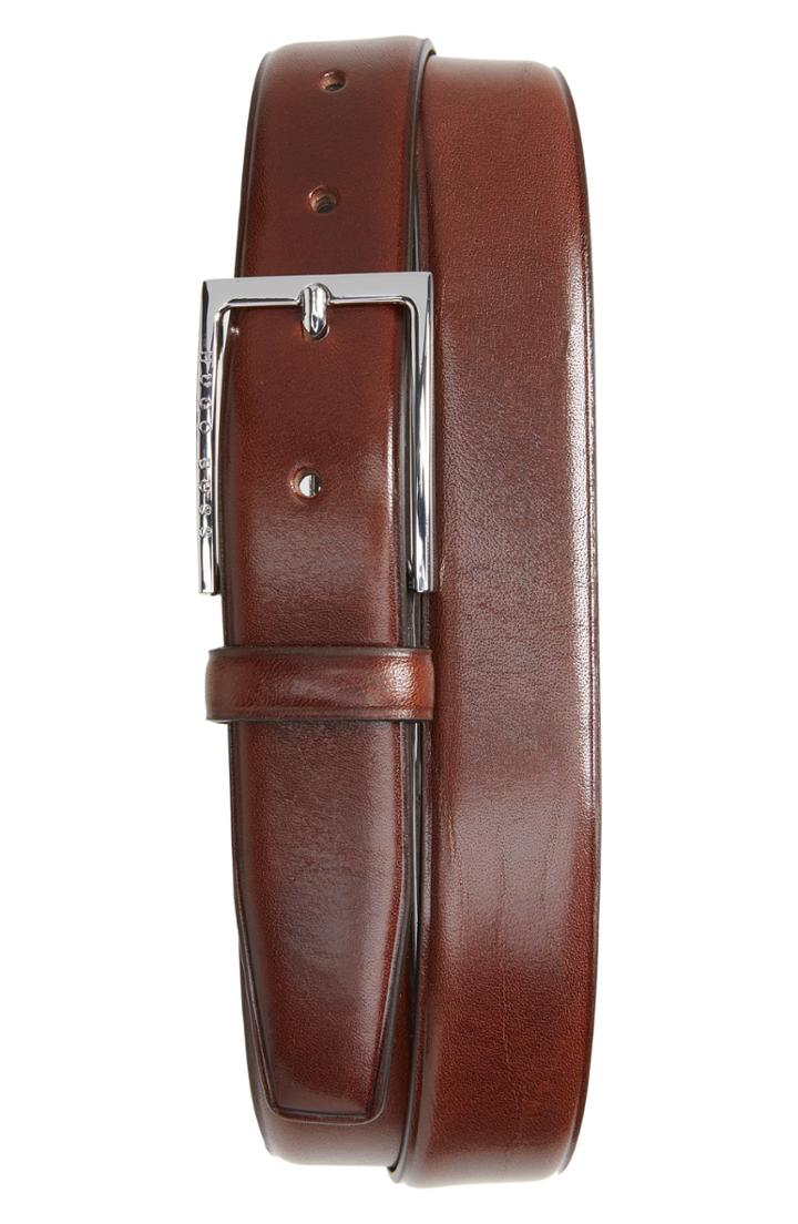 Men's Boss Cedys Calfskin Leather Belt - Black