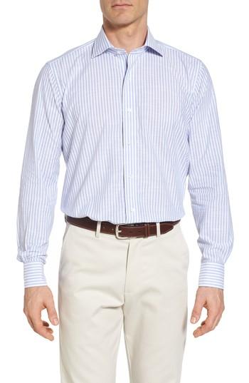 Men's Peter Millar Collection Summer Stripe Chambray Sport Shirt - Blue