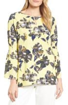 Women's Chaus Glossy Floral Keyhole Top - Yellow
