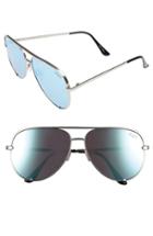 Women's Quay Australia X Desi Perkins 'high Key' 62mm Aviator Sunglasses - Silver/ Blue