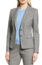 Women's Boss Jewisa Check Wool Jacket R - Grey