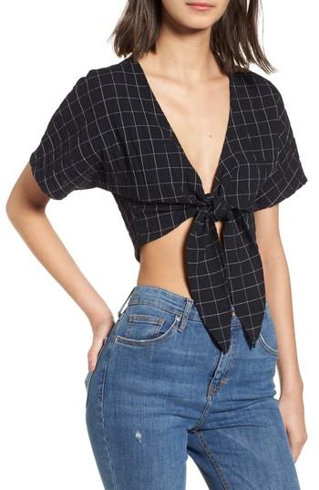 Women's Lydelle Tie Front Crop Top - Black