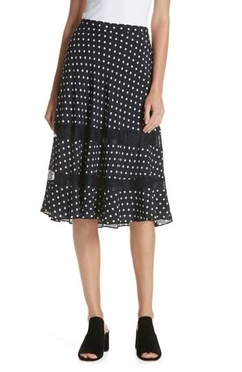 Women's Lewit Lace Trim Dot Silk Skirt - Blue