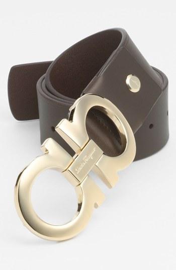 Men's Salvatore Ferragamo Calfskin Belt - Hickory