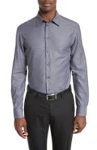 Men's Armani Collezioni Regular Fit Mini Box Sport Shirt - Grey
