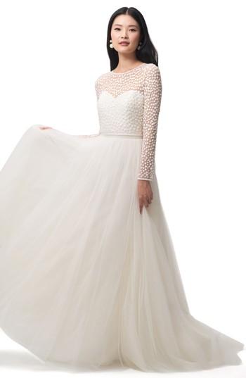 Women's Jenny Yoo Gigi Embellished Tulle Top - Ivory