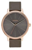 Men's Nixon 'kensington' Leather Strap Watch, 37mm