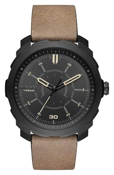 Men's Diesel Machinus Nsbb Leather Strap Watch, 46mm